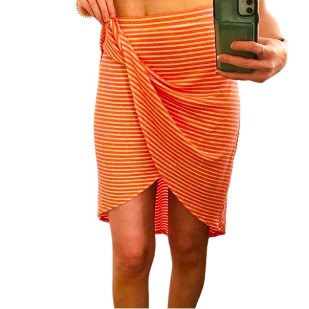 High Waist Wrap Hem Skirt
